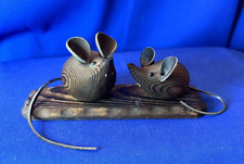 RARE!  Vtg  MCM Otagari Carved Wood  Pair of Mice on a Base Cryptomeria  Japan, used for sale  Shipping to South Africa
