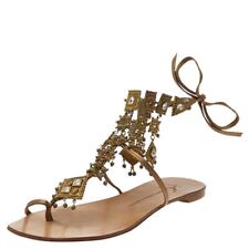 Giuseppe Zanotti Gold Crystal Embellished Leather Sandals IT 38.5 US 7.5 FLAWS, used for sale  Shipping to South Africa