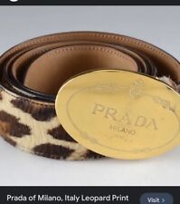 Cinto feminino Prada com estampa de leopardo cabelo de pônei marrom marfim tamanho 36 comprar usado  Enviando para Brazil