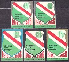 POLAND 1967 Matchbox Label Z#759 set, Military Sports Club - LEGIA Warsaw. na sprzedaż  PL