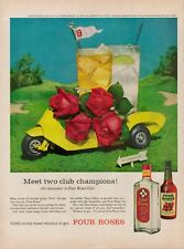 1957 Four Roses Whiskey Gin Álcool Estampa Vintage Publicitário Campo de Golfe Carrinho Clubhouse comprar usado  Enviando para Brazil