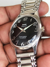 Reloj de pulsera HMT PILOT con correa manual con esfera de color negro para hombre segunda mano  Embacar hacia Argentina