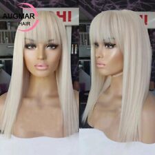 Platinum 613 Blonde Straight Lace Front Human Hair Wigs With Bangs Transparent for sale  Shipping to South Africa