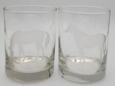 Lowball Whiskey Glasses com cavalos gravados Conjunto de 2 Barware Equine Equestrian comprar usado  Enviando para Brazil