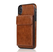 iPHONE 11 PRO MAX CASE Marrón Vegano Cuero Magnético Abatible Billetera Portatarjetas NUEVO segunda mano  Embacar hacia Argentina