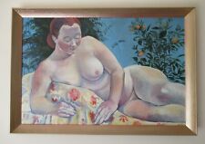 Used, Large Unattributed Modernist Pre-Raphaelite Reclining Female Nude Oil Painting  for sale  BODMIN
