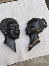 Vintage Pair 1958 Plaster African Wall Plaques for sale  Shipping to South Africa