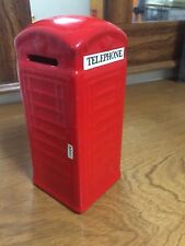 Vintage Bank-British Telephone Booth Bank With Stopper on Bottom Red Ceramic for sale  Shipping to Canada