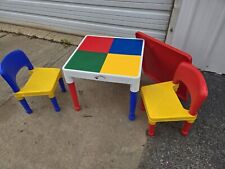 Tot Tutors Lego Building Table and Chairs With Cover For Kids Duplo Blocks Work, used for sale  Shipping to South Africa
