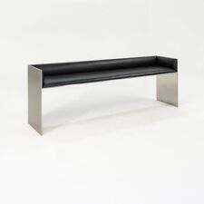2016 Custom Brushed Stainless Steel Bench with Black Leather Upholstery 3x Avail for sale  Shipping to South Africa