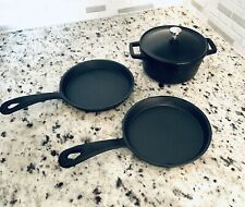 Two Miniature Cast Iron 5” Fry Pan Skillets & A 0.5 Quart Petite Dutch Oven Set for sale  Shipping to South Africa