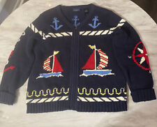 Cardigã suéter Crazy Horse veleiro náutico azul médio, usado comprar usado  Enviando para Brazil