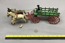 VINTAGE 1950's KENTON TOYS CAST IRON HORSE DRAWN WAGON & DRIVER- Original Paint for sale  Shipping to South Africa