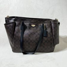 Bolsa tote de ombro COACH marrom escuro estampa assinatura grande elegante bolsa de fraldas para bebê comprar usado  Enviando para Brazil