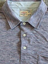 Camisa polo masculina Faherty L listrada azul rosa manga curta bolso no peito algodão comprar usado  Enviando para Brazil