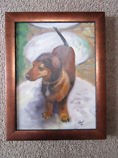 Used, Original Acrylic Oil Painting canvas Dachshund Dog Portrait signed framed 11X14 for sale  Shipping to South Africa