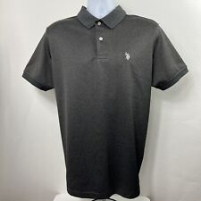 Camisa polo masculina Assn cinza grande manga curta cinza poliéster stretch golfe EUA comprar usado  Enviando para Brazil