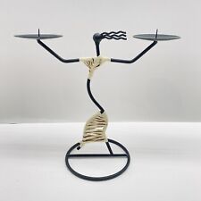 1960 Laurids Lonborg Candle Holder Rattan Metal Wire Danish Modern Black Tan for sale  Shipping to South Africa
