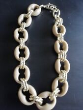 Modern Contemporary Chunky Biege Resin & Gold Tone Chain Link Collar Necklace, used for sale  ANTRIM