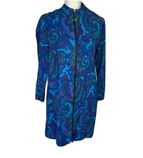 Vestido feminino vintage Young Tiffany roxo rayon turquesa paisley zíper frontal comprar usado  Enviando para Brazil