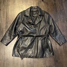 3 4 length black leather coat for sale  Rome