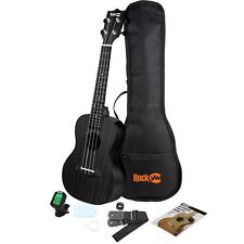 RockJam Premium Sapele Ukulele- padded bag, tuner, strings, strap- Soprano Black for sale  LONDON