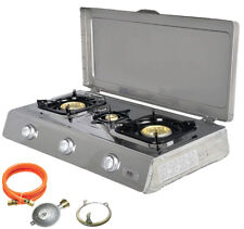 NGB-300C Stainless Steel Camping Stove 3 Burner Wok Camping Stove with Lid 10KW for sale  Shipping to Ireland