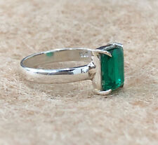 Green Emerald Loose Gemstone Ring 925 Sterling Silver Women's Wedding Ring Gift for sale  Shipping to South Africa