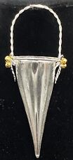 Glass Vase Ornament Silver Tone Holly & Gold Tone Bells - Vintage Holiday for sale  Shipping to South Africa