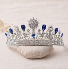 Tiara coroa casamento concurso formatura 6 cm de altura adulto grandes estrelas azul gotejamento folha de cristal comprar usado  Enviando para Brazil