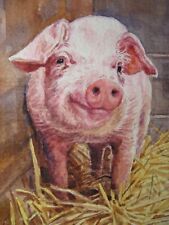 Watercolor painting pig for sale  USA