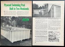 Swimming Pool 8' x 16' Wood Frame 1955 HowTo Build PLANS, used for sale  Shipping to South Africa