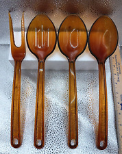 Vintage set of 4 ULTRATEMP Robinson Knife Co Translucent Amber Brown Utensils for sale  Shipping to South Africa
