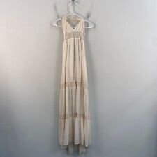 Vestido pequeño para mujer Forever21 Crean Maxi Boho Halter corbata cuello en V corte de ganchillo segunda mano  Embacar hacia Argentina