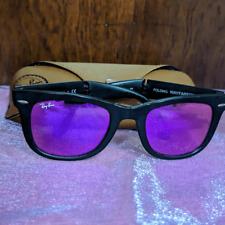 Gafas de sol Ray-ban plegables originales Wayfarer flash violeta negro mate, usado segunda mano  Embacar hacia Argentina
