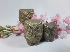 Set of 3 Vintage Brass Owl Ornaments for sale  Shipping to South Africa