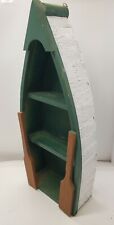 Vtg Green Wooden Row Boat Wall 3 Tier Display Shelf Nautical Rustic Home Decor for sale  Manitowoc
