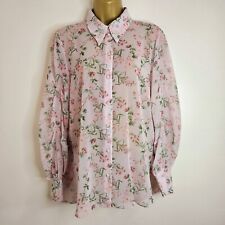 NEW Ex River Island RRP £37.00 10-18 Chiffon Pink Floral Print Shirt Blouse Top for sale  Shipping to South Africa