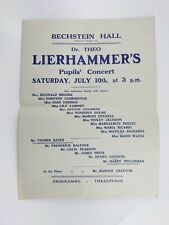 1940s Bechstein Hall Dr Theo Lierhammers Pupils Concert Reginald Brooke  for sale  Shipping to South Africa