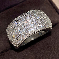 Anéis femininos de prata 925 anel de flores de cristal zircão casamento de noivado tamanho 6-10 comprar usado  Enviando para Brazil