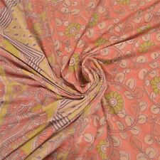 Used, Sanskriti Vintage Peach Indian Sarees 100% Pure Cotton Kalamkari Sari Fabric for sale  Shipping to South Africa