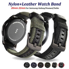 Brukt, Canvas Nylon + Leather Band Strap For Samsung Galaxy Watch 5 Pro 3 4 42mm 46mm til salgs  Frakt til Norway