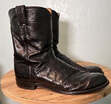 JUSTIN Full Quill Ostrich Roper Cowboy Boots Mens 12 D Black Leather Exotic 3171 for sale  Shipping to South Africa