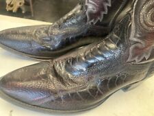 J Chisholm Handmade Fine Dark Purple Ostrich Leg Western Cowboy Boots Men's 13 D for sale  Shipping to South Africa