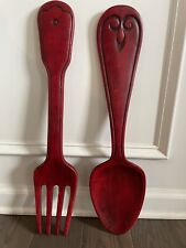 Hobby Lobby Oversized Red Fork and Spoon Utensils Wall Decor 21” 1/2 Farmhouse, used for sale  Shipping to South Africa