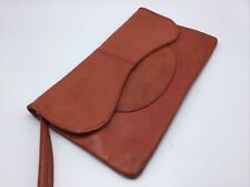 Bolsa de mão vintage laranja couro macio bolsa de mão 12x7 metal zíper alça de pulseira comprar usado  Enviando para Brazil