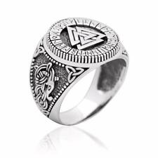 Sterling Silver Viking Valknut Runes Futhark Jormungand Knot Handcrafted Ring for sale  Shipping to South Africa