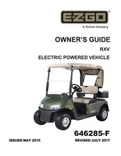 Owners Manual Fits 2016 E-Z-GO Electric Golf Cart RXV FLEET FREEDOM SHUTTLE 2+2 for sale  Shipping to South Africa