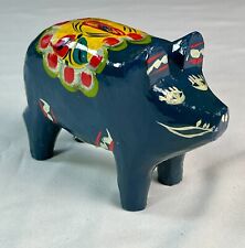 Vintage Swedish Blue AKTA DALA PIG - Dala Hemslojd - Hand Painted - 5.5" Long for sale  Shipping to South Africa
