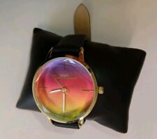 Juicy Couture Black Label Los Angeles Ladies Watch Rainbow Faceted Face Leather for sale  Shipping to South Africa